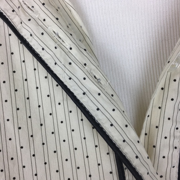 WHISTLES london micro black polka dot white button-up blouse SZ 8 - Picture 6 of 7